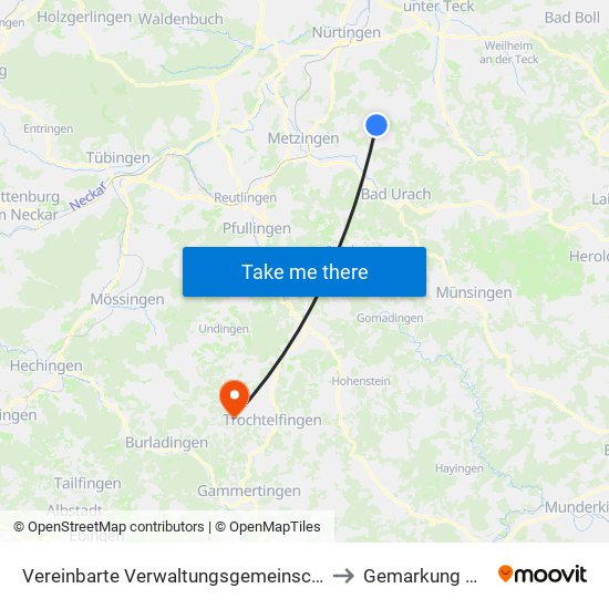 Vereinbarte Verwaltungsgemeinschaft Der Stadt Neuffen to Gemarkung Hörschwag map