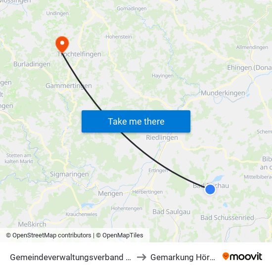 Gemeindeverwaltungsverband Bad Buchau to Gemarkung Hörschwag map