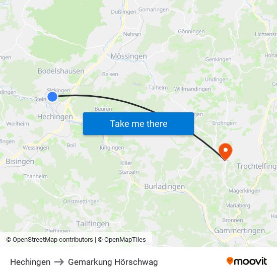 Hechingen to Gemarkung Hörschwag map