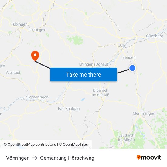 Vöhringen to Gemarkung Hörschwag map