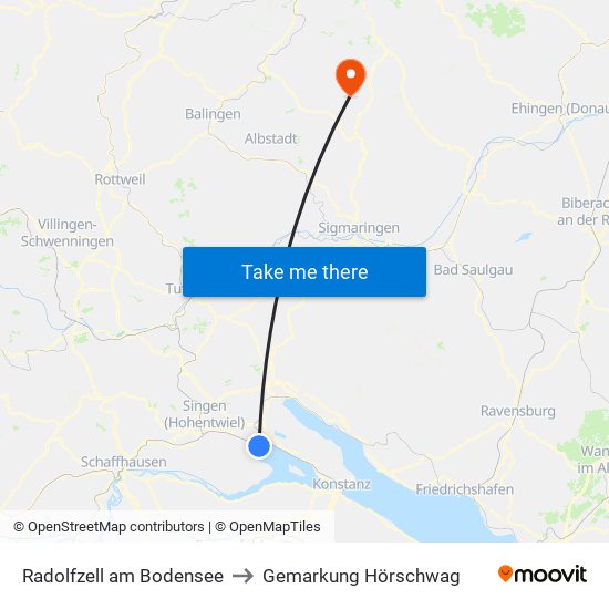 Radolfzell am Bodensee to Gemarkung Hörschwag map