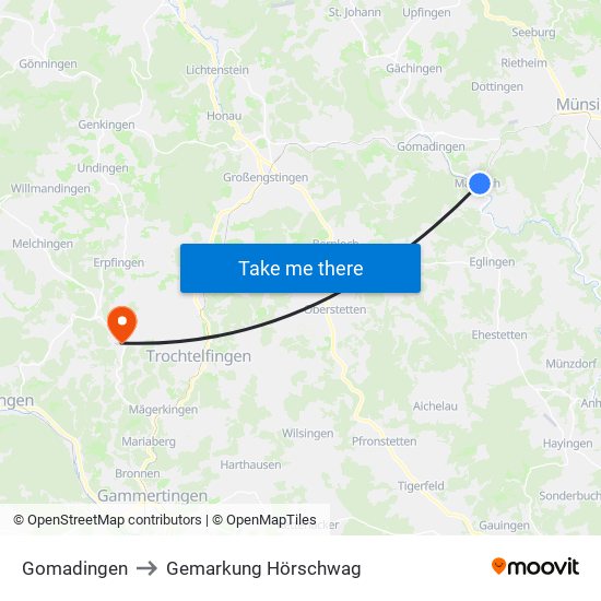 Gomadingen to Gemarkung Hörschwag map
