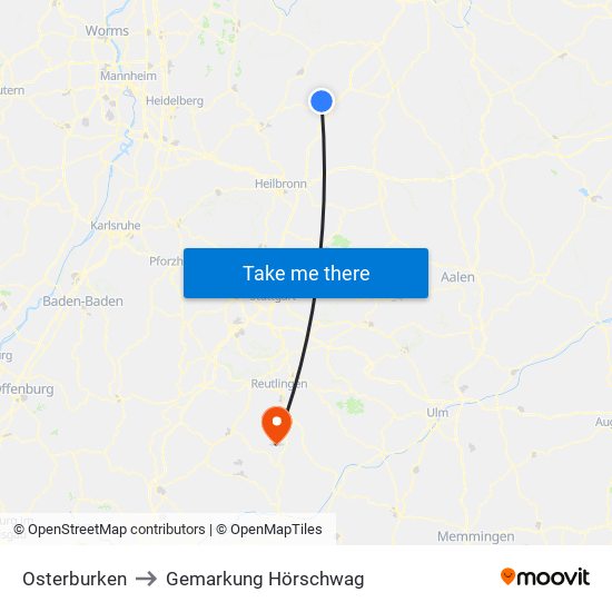 Osterburken to Gemarkung Hörschwag map