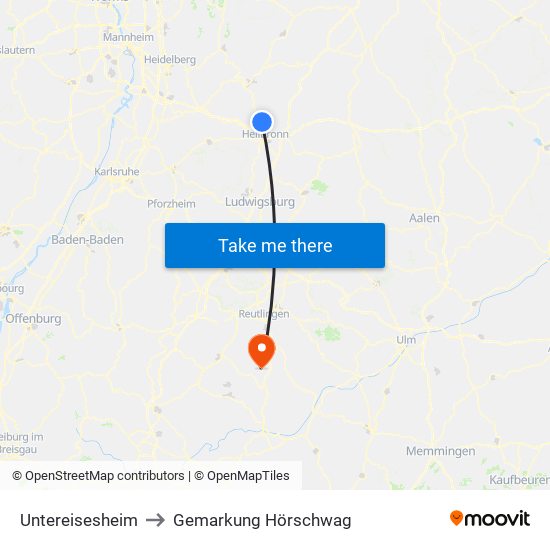 Untereisesheim to Gemarkung Hörschwag map