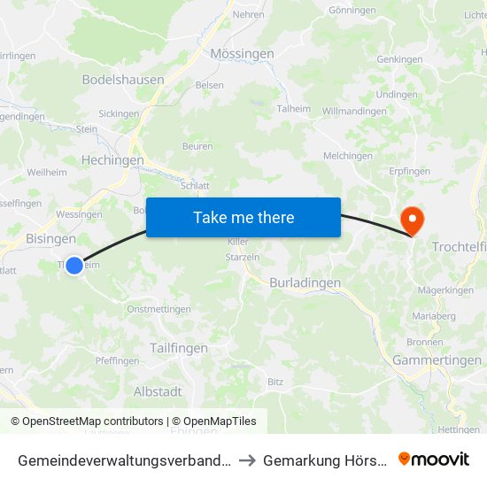 Gemeindeverwaltungsverband Bisingen to Gemarkung Hörschwag map