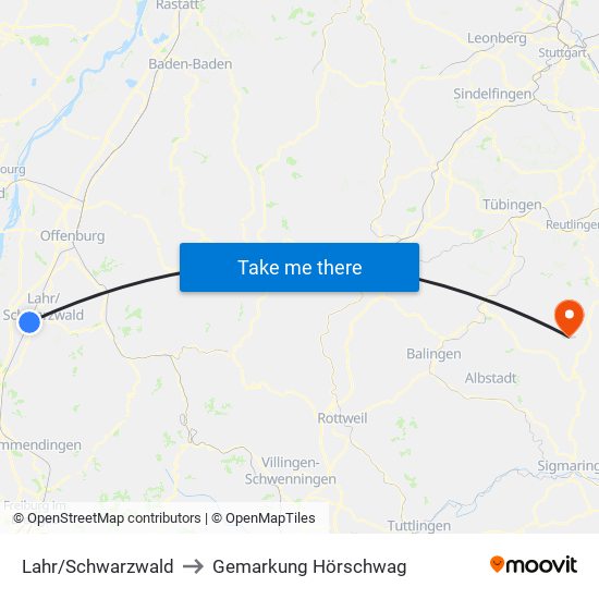 Lahr/Schwarzwald to Gemarkung Hörschwag map