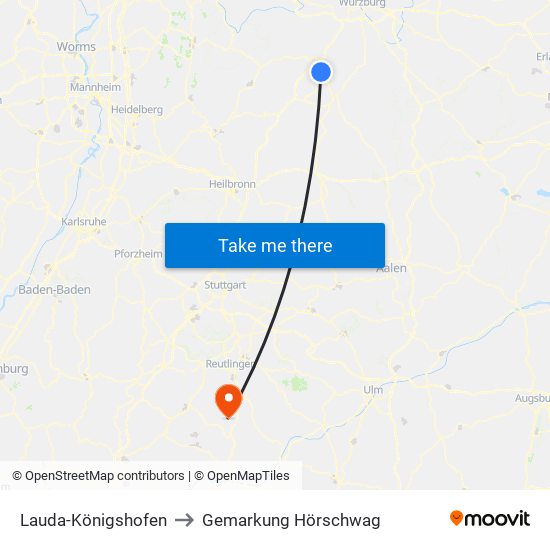 Lauda-Königshofen to Gemarkung Hörschwag map