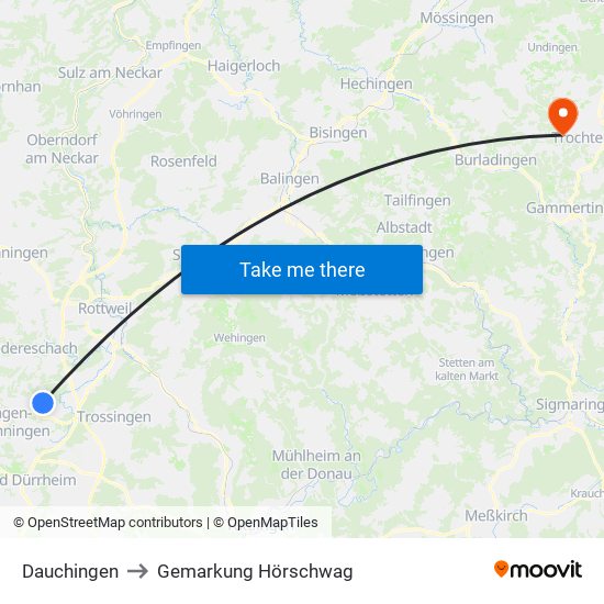 Dauchingen to Gemarkung Hörschwag map
