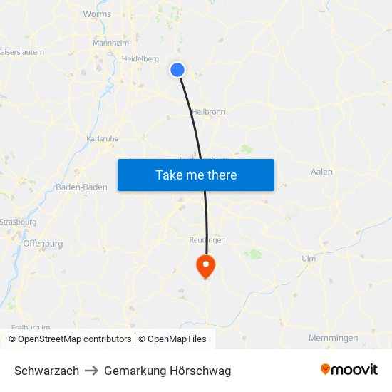 Schwarzach to Gemarkung Hörschwag map