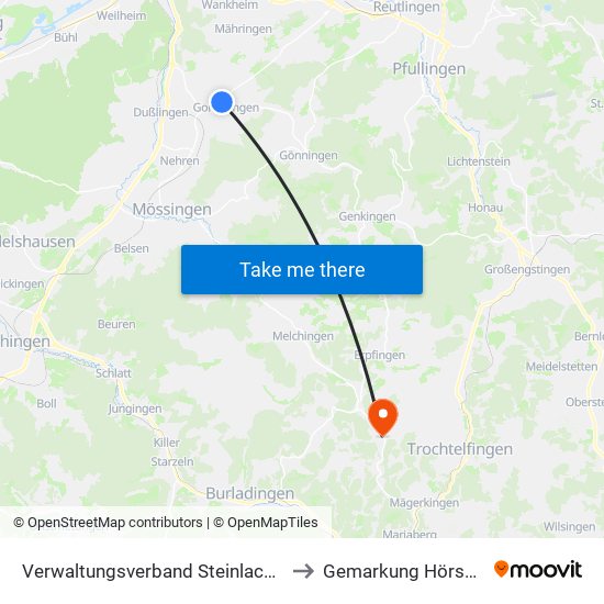 Verwaltungsverband Steinlach-Wiesaz to Gemarkung Hörschwag map