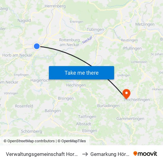 Verwaltungsgemeinschaft Horb am Neckar to Gemarkung Hörschwag map