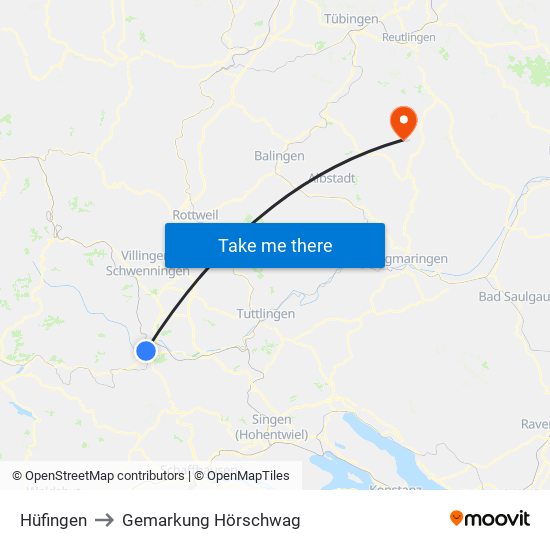 Hüfingen to Gemarkung Hörschwag map