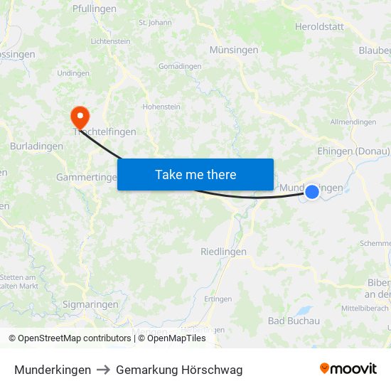 Munderkingen to Gemarkung Hörschwag map