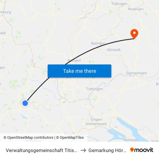 Verwaltungsgemeinschaft Titisee-Neustadt to Gemarkung Hörschwag map