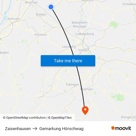 Zaisenhausen to Gemarkung Hörschwag map