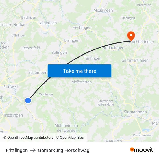 Frittlingen to Gemarkung Hörschwag map