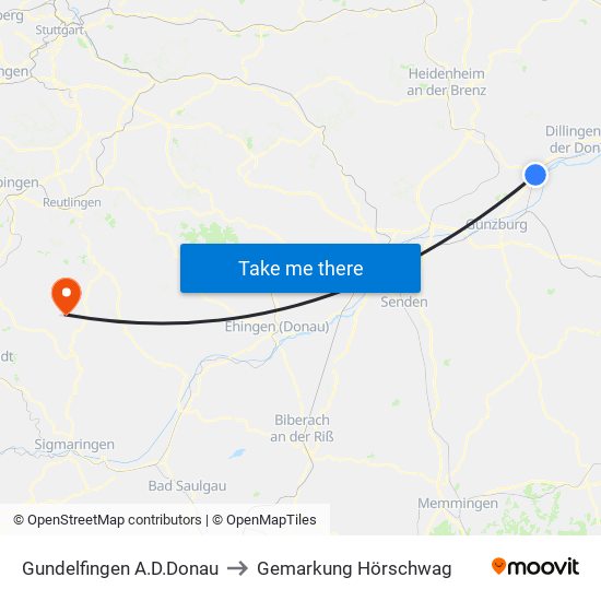 Gundelfingen A.D.Donau to Gemarkung Hörschwag map