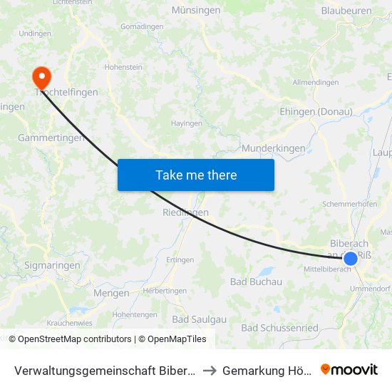 Verwaltungsgemeinschaft Biberach An Der Riß to Gemarkung Hörschwag map