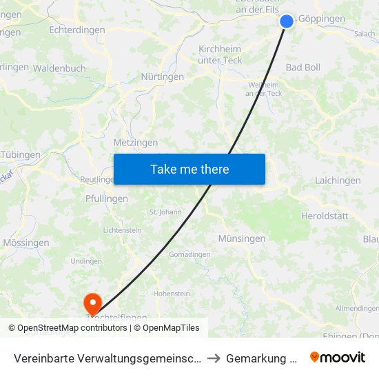 Vereinbarte Verwaltungsgemeinschaft Der Stadt Uhingen to Gemarkung Hörschwag map