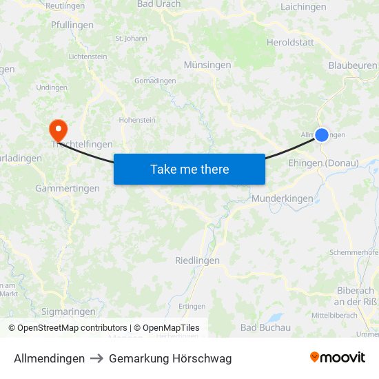 Allmendingen to Gemarkung Hörschwag map