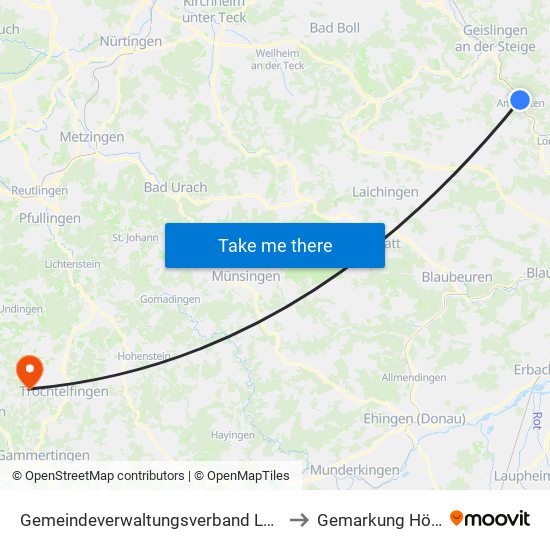 Gemeindeverwaltungsverband Lonsee-Amstetten to Gemarkung Hörschwag map