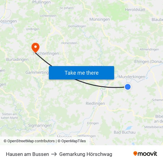 Hausen am Bussen to Gemarkung Hörschwag map