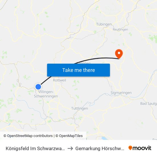 Königsfeld Im Schwarzwald to Gemarkung Hörschwag map