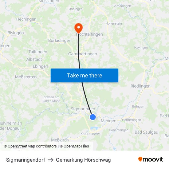 Sigmaringendorf to Gemarkung Hörschwag map