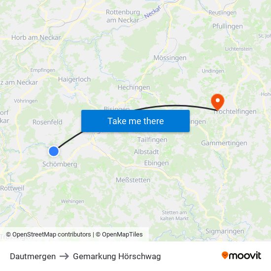 Dautmergen to Gemarkung Hörschwag map