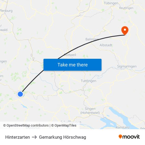 Hinterzarten to Gemarkung Hörschwag map