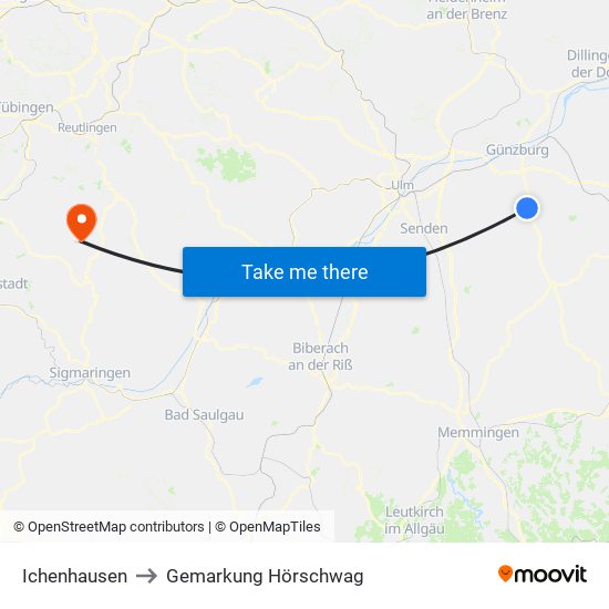 Ichenhausen to Gemarkung Hörschwag map