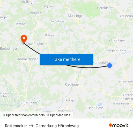 Rottenacker to Gemarkung Hörschwag map