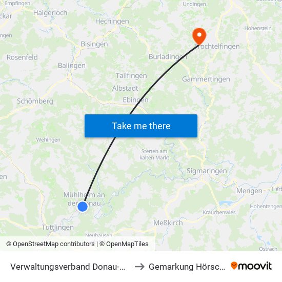 Verwaltungsverband Donau-Heuberg to Gemarkung Hörschwag map