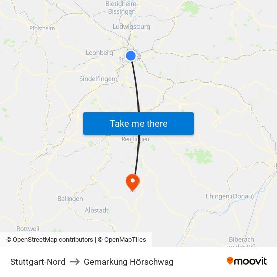 Stuttgart-Nord to Gemarkung Hörschwag map