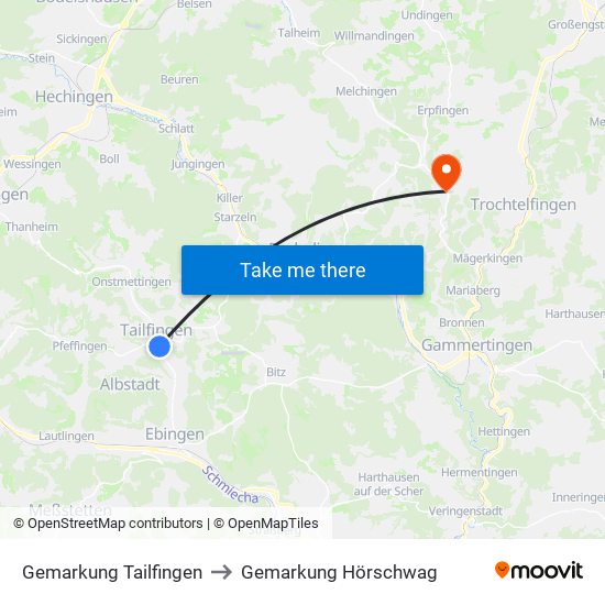 Gemarkung Tailfingen to Gemarkung Hörschwag map