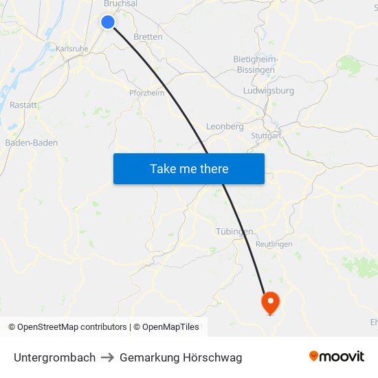 Untergrombach to Gemarkung Hörschwag map