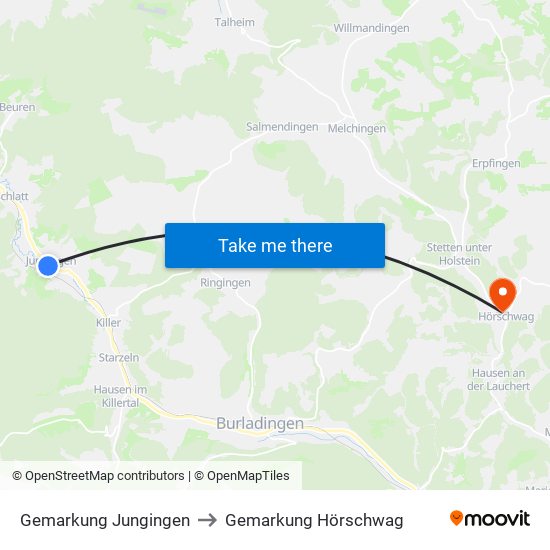 Gemarkung Jungingen to Gemarkung Hörschwag map