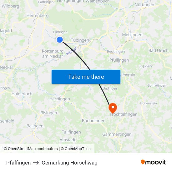 Pfäffingen to Gemarkung Hörschwag map