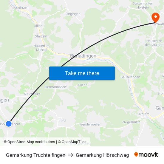 Gemarkung Truchtelfingen to Gemarkung Hörschwag map