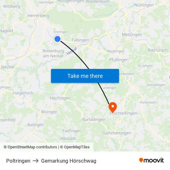 Poltringen to Gemarkung Hörschwag map