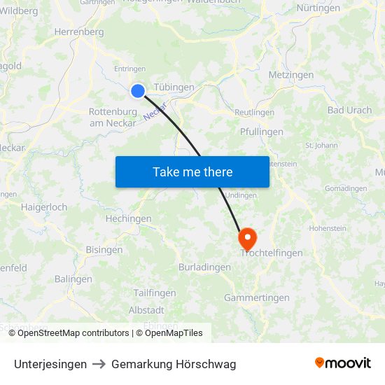 Unterjesingen to Gemarkung Hörschwag map