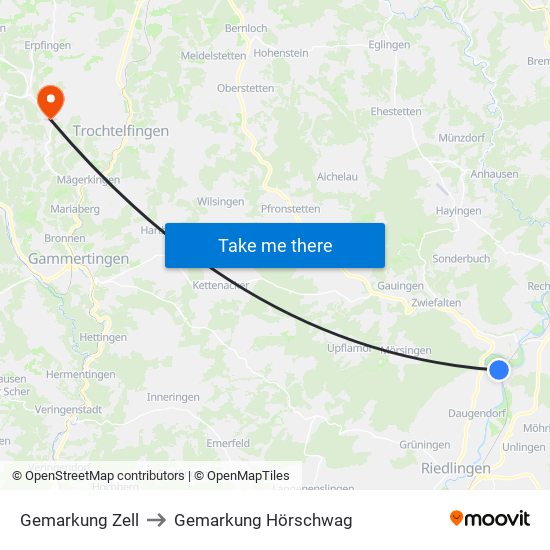 Gemarkung Zell to Gemarkung Hörschwag map