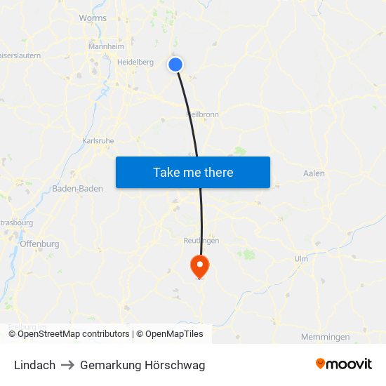 Lindach to Gemarkung Hörschwag map