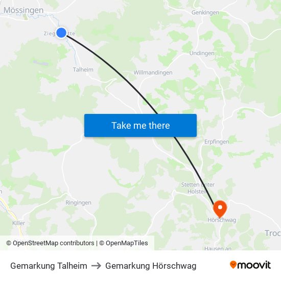 Gemarkung Talheim to Gemarkung Hörschwag map