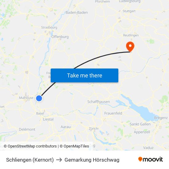 Schliengen (Kernort) to Gemarkung Hörschwag map