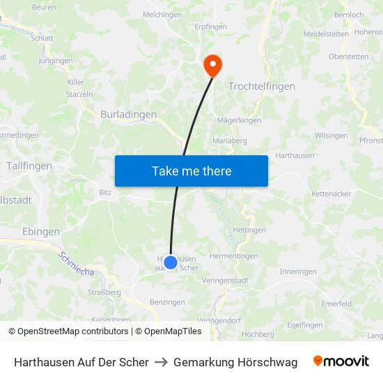 Harthausen Auf Der Scher to Gemarkung Hörschwag map