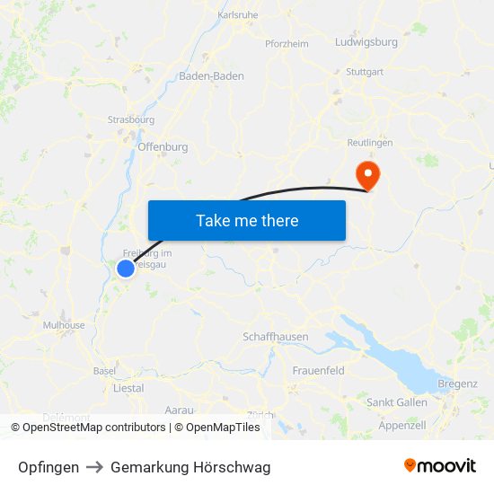 Opfingen to Gemarkung Hörschwag map