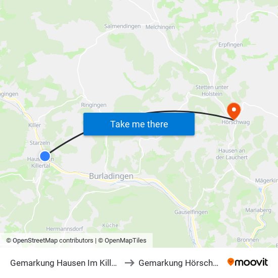 Gemarkung Hausen Im Killertal to Gemarkung Hörschwag map