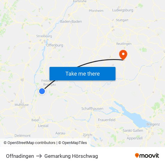 Offnadingen to Gemarkung Hörschwag map