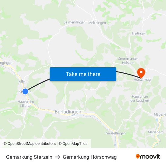 Gemarkung Starzeln to Gemarkung Hörschwag map